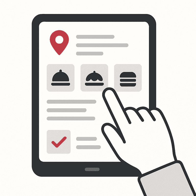 Selecting restaurant preferences on a screen